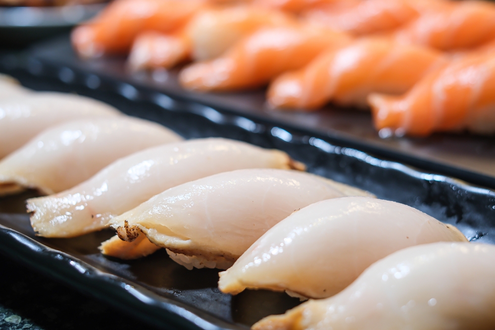 Escolar,,Oilfish,,Butter,Fish,Nigiri,Or,Sashimi.,Traditional,Japanese,Food.