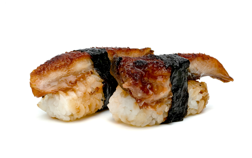 Unagi,Or,Eel,Nigiri,Sushi,Isolated,On,White,Background